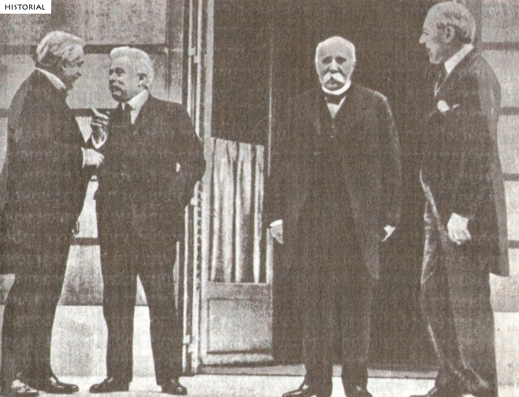 Первая мировая война. Д. Ллойд Джордж, В. Орландо, Ж. Клемансо и В. Вильсон на Парижской мирной конференции. 1919 год